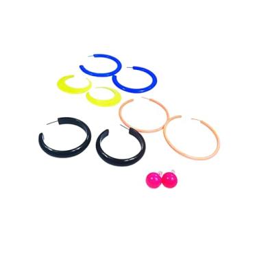 Imagem de Brincos Argola Verão Praia e Piscina Kit 5 Pares Silicone