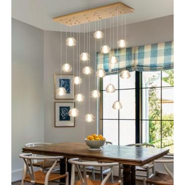 Imagem de Lustre de cristal com 18 luzes para sala de estar e sala de jantar, luminárias pendentes de LED, lustre para hall de entrada, dourado.