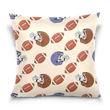 Imagem de Wassud Capacetes e bolas de futebol capas de almofada decorativas 50 x 50 cm para sofá sofá casa fazenda decoração de quarto