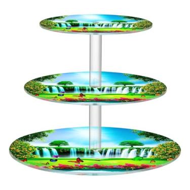 Imagem de CEBUGI Suporte de cupcake de 3 camadas, fundo de mola, suporte redondo para bolo, torre, bandeja de servir em camadas de acrílico para chá, chá de bebê, casamento e mais