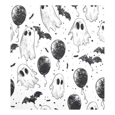 Imagem de Qilmy Capa magnética para máquina de lavar louça, fantasmas e balões 58 x 66 cm, capa decorativa para geladeira para porta frontal, adesivo, máquina de lavar, painel de geladeira, decalque para