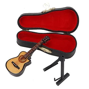 Imagem de Ymiko Modelo de Guitarra Elétrica Em Miniatura, Ornamentos Decorativos de Mini Instrumento Musical de Basswood e Metal (Guitarra fraque de 10 cm)