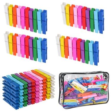 Imagem de IBEQUEM 150 peças prendedores de roupa a granel, prendedores de roupa coloridos, alfinetes de madeira, grampos de roupas resistentes com molas para pendurar roupas, toalhas, artesanato, imagem