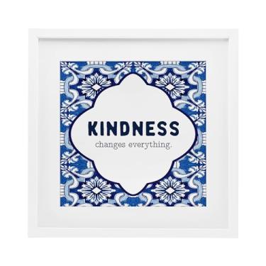 Imagem de Stupell Industries Impressão emoldurada branca estampada Kindness Changes Everything sob vidro, design por Lettered and Lined, 33 x 33