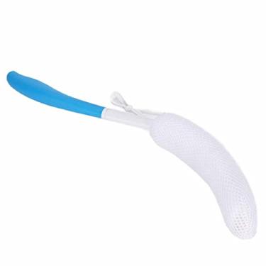 Imagem de Luqeeg Escova de Banho Esfoliante para Limpeza Corporal, Esponja Macia Com Cabo Longo e Curvo para Homens Adultos e Mulheres, Material ABS, Cor Branca Azul, 1 Peça