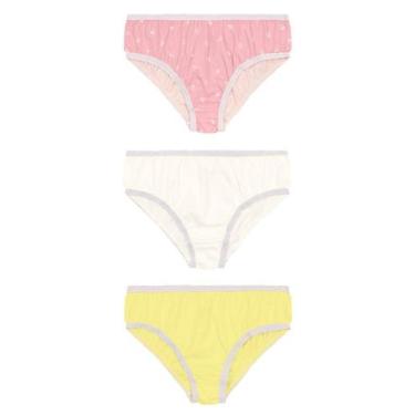Imagem de Kit 3 calcinhas infantil menina em cotton Brandili, Rosa, GG
