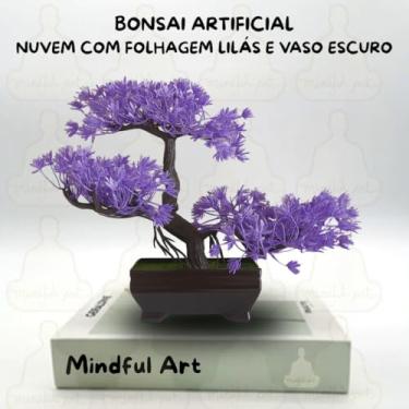 Imagem de Genérico, Bonsai Nuvem Artificial Zen com Folhagem Lilás Vaso Escuro – Toque de Calma e Elegância no Ambiente