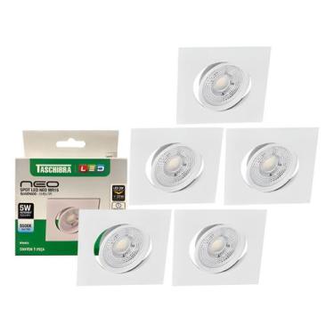 Imagem de Kit 5 Spot Led Neo Mr16 Embutir Quadrado 5w Taschibra 6500k
