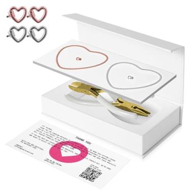 Imagem de HUGOMOVA Kit de pulseiras permanentes para casais – Conjunto de pulseiras Sterling Forever DIY com fecho de coração, presente ideal para Natal, aniversário, dia dos namorados e atividades noturnas