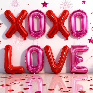 Imagem de Red Pink Love Balloon and XOXO Balloons, XO Love Letters Foil Balloons Banner Decorations Valentines Day Balloons for Him Her Valentine Day Romantic Wedding Bridal Shower Engagement Party Decoration