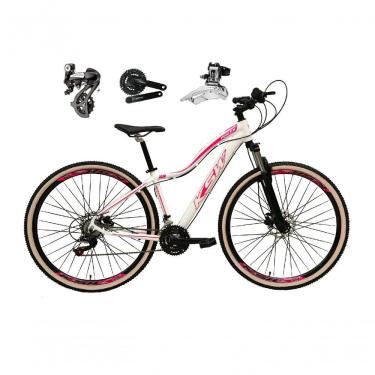 Imagem de Bicicleta Aro 29 Ksw Mwza Feminina Shimano Altus 24v Freio A Disco Hidráulico Garfo Com Trava branco-rosa Tam: 17