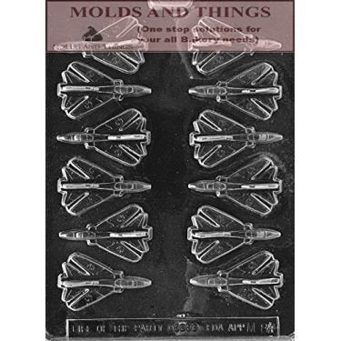 Imagem de Molde de bombons de avião de caça a jato – Molde de plástico de aviação de avião militar da força aérea para chocolate, derretimento de doces, fondant e bolos de férias