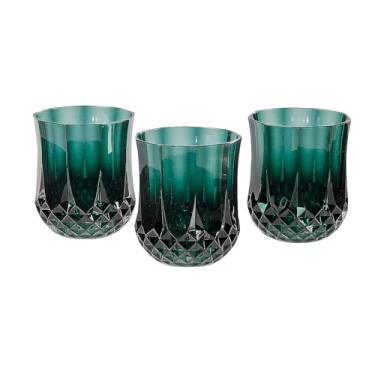 Imagem de Fun Express Copos de vinho de plástico com estampa verde sem haste de 8,5 cm 227 g - 12 unidades