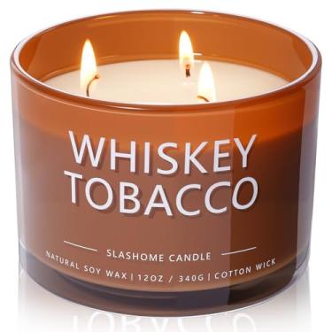 Imagem de Velas com perfume de tabaco de uísque, velas perfumadas para casa, 350 ml, velas de soja luxuosas, 50 horas de tempo de queima, presentes de aniversário e Natal para mulheres e homens