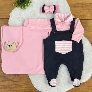 Imagem de Saida Maternidade Chiquinha Rosa 05 peças Roupas de Bebê, Tamanho Únic