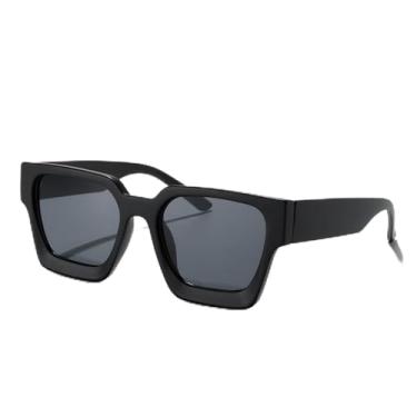 Imagem de Óculos de sol quadrados grandes para mulheres e homens, lentes retrô chiques para dirigir na praia, estilo urbano, rua, moda ao ar livre, Armação preta/lente preta, Lens Width: 54 Millimeters