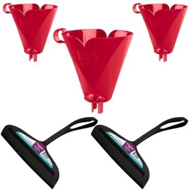 Imagem de Conjunto de 2 Rodo Plástico Multiuso Preto com Raspador 18cm + 3 Suporte de Filtro de Café Tam. 103 Vermelho