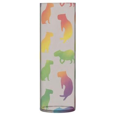 Imagem de JUZIHAI Lindo vaso arco-íris com estampa de capivara para flores, 9,9 cm x 30 cm, cilindro de plástico, moderno, vaso de flores para centro de mesa de casamento, decoração de casa