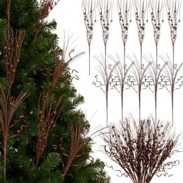 Imagem de Crowye 24 palhetas e sprays de árvore de Natal, decorações de enchimento de árvore de Natal, glitter artificial, hastes de baga, galhos para árvores de Natal, galhos brilhantes para decoração de