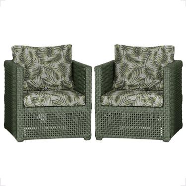 Imagem de 2 Poltronas Madri Alumínio Corda Náutica Estofado 5 Trama Verde