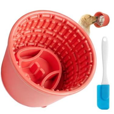 Imagem de Balde de comida lenta de osso de cabeça de cachorro vermelho