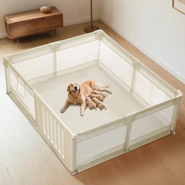Imagem de FXW Cercadinho Para Cães Com Porta, 71X59X24 "Área De Recreação Espaçosa E Segura, Cercadinho Para Cães Com Design Antiderrapante Para Filhotes, Cães Pequenos, Ideal Para Parto/Treinamento Para Usa