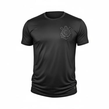 Imagem de Camisa Casual Corinthians All Black Logo Bordado Oficial