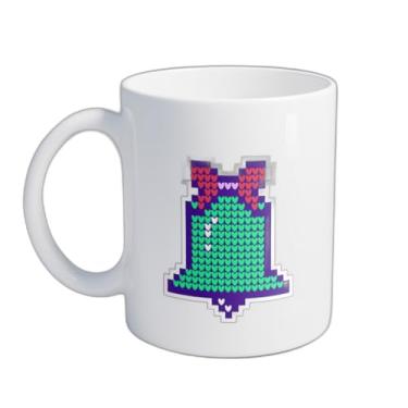 Imagem de Caneca Xícara de Café Porcelana 300ml Tema Natal em Estilo Pixel Textura Suéter
