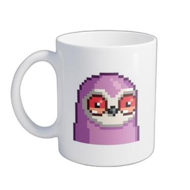 Imagem de Caneca Xícara de Café Porcelana 300ml Com Desenho Personagem Coruja Pixel Art