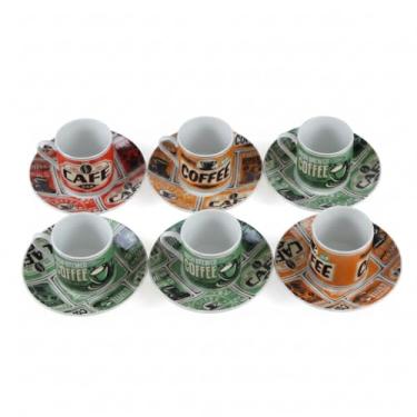 Imagem de Jogo 12 Peças para Café Colors Coffee – 6 Xícaras 80 ml + 6 Pires em Porcelana Elegante – Conjunto de Café para Mesa e Recepção