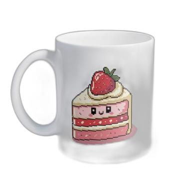 Imagem de Caneca Xícara de Café Porcelana 300ml Com Design Fatia de Bolo de Morango