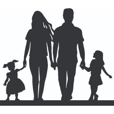 Imagem de Enfeite Decorativo de Mesa Silhueta Família em MDF para Sala Quarto Escritório Decoração Moderna (Casal e duas filhas SL-F33)