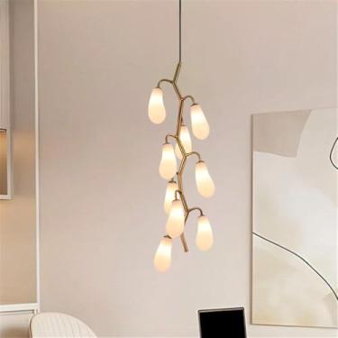 Imagem de OUFULA Lustre Moderno LED Moda Arte Sala de Estar Restaurante Quarto Villa Hotel Balcão Escadas Café Bar Lâmpada Pendente (A Branco A 9 luzes)