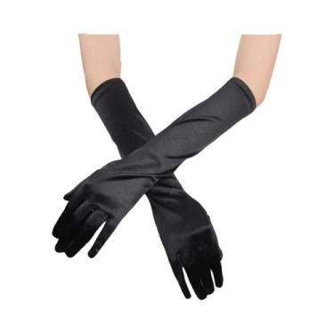 Imagem de Luvas De Casamento Em Cetim Branco Para Mulheres Design Elegante 23 Cm