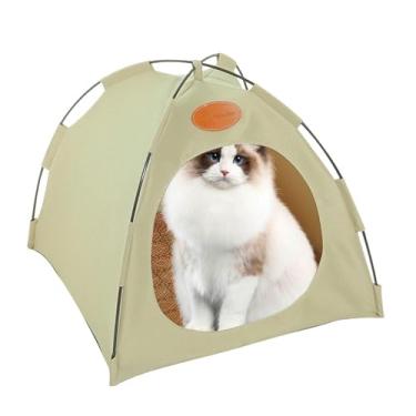 Imagem de Barracas para Gatos de Interior Ninho Cães Fechado Plegável - Canil Filhotes Pet Respirável e Lavável Casa Cama Barraca com Almofada Lados