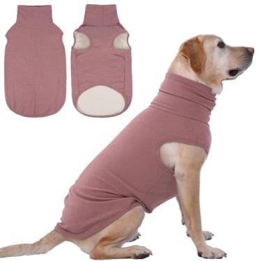 Imagem de IECOii Suéter de cachorro 3GG – Suéter de gola rolê confortável, vermelho escuro, 3GG, suéter pulôver quente de inverno, lã lavável na máquina, extra elástico para cães extragrandes como labrador