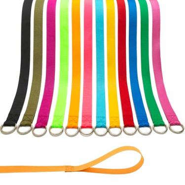 Imagem de AMFOSNEL Coleira para cães com guia deslizante, pacote com 12 trelas curtas de 1,8 m com anel de vedação para cães pequenos, médios e grandes, trelas para animais de estimação a granel para caminhadas