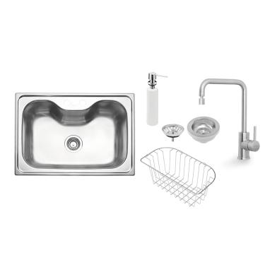 Imagem de Cuba Tramontina Morgana Aço Inox Acetinado 69x49 cm com Misturador 93806162