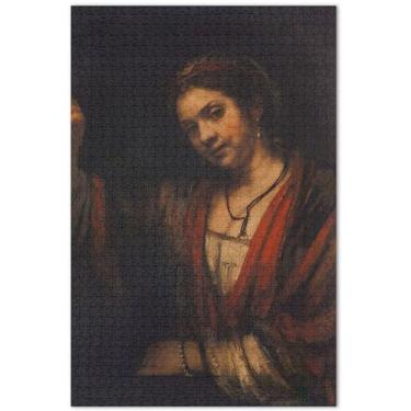 Imagem de Rembrandt - Quebra-cabeças femininos com estampa de 500 peças para adultos, família, brinquedo, arte, quebra-cabeças legais para adultos, família, amantes de presentes, 51 x 35 cm