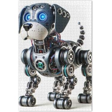 Imagem de Quebra-cabeça de cachorro mecânico robô de 1000 peças para adultos, arte colorida, quebra-cabeças divertidos para adultos, presentes para jogo de elefante branco
