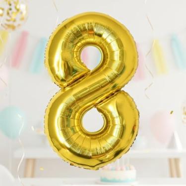 Imagem de 1 peça de balões digitais dourados de 81 cm, decoração de festa de aniversário, globos, artigos de festa de aniversário, adereço para foto, configuração de decoração de cena de aniversário de