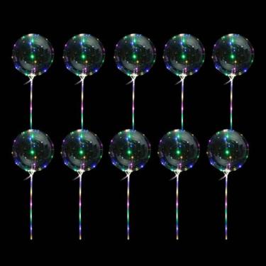 Imagem de Kit Festa Decoração, Kit 10/20/30 e 50 Balões Transparente Balão Bubble Luz Cristal para Festa e Eventos com Led 24 Polegadas (10 Unidades)