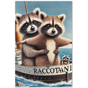 Imagem de Quebra-cabeça bonito guaxinim Titanic para adultos, 500 peças, decoração de casa, arte, natureza, quebra-cabeças, presentes tecnológicos, 51 x 35 cm