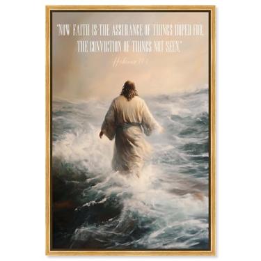 Imagem de Faith is Assurance Impressão em tela Jesus Wall Art por Art Remedy, moldura dourada, 25 x 38 cm