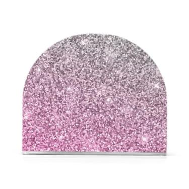 Imagem de Organizador de guardanapo de acrílico com glitter rosa prateado, suporte de guardanapo em forma de U, suporte de toalha de papel para banheiro, porta-guardanapos moderno