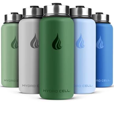 Imagem de HYDRO CELL Garrafa de água isolada de aço inoxidável com canudo - para bebidas frias e quentes - Frasco de metal a vácuo com tampa de rosca e garrafa térmica esportiva moderna à prova de vazamento