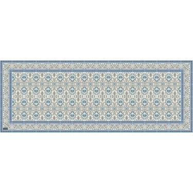 Imagem de IRI-GIRI Tapete decorativo de vinil para cozinha, linóleo, PVC, piso de azulejo, colorido, durável, antiderrapante, lavável à mão e protege pisos 160 x 60 cm, Ikat 291
