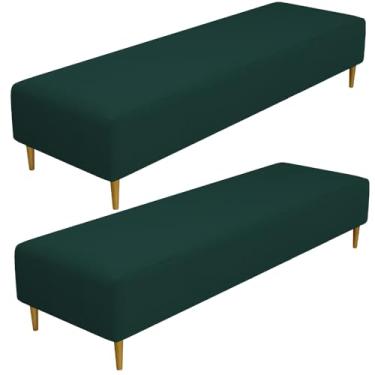 Imagem de Kit 02 Puffs Decorativo Sala de Estar Bali W01 Pés Palito 170x60cm Bouclê Verde - Lyam Decor