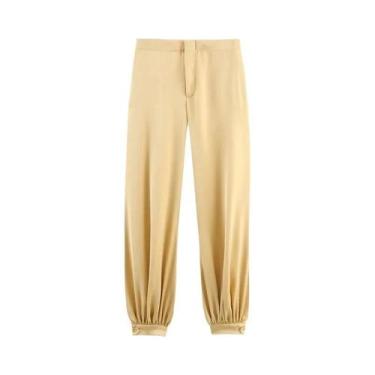 Imagem de Conjunto De Calças Jogger De Cetim Chic Para Mulheres, Top Curto Sem M