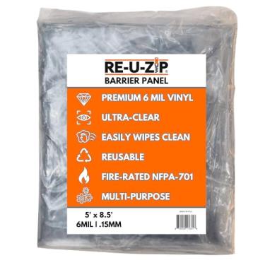 Imagem de RE-U-ZIP Kit de painel de barreira contra poeira de gancho e laço ultratransparente | Lona de contenção de plástico de vinil FR | Painel de barreira de corte personalizado para serviço pesado (5 x 8,5